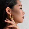 Gouden omwikkelde bamboe hoepel | dik 18k verguld