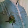 Groene Spin met koper Art Deco Fairy broche