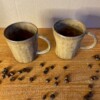 Koffiekopjes (2 stuks) naturel zand handgedraaid 7,5x7cm