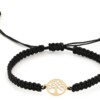 Koord armband met 14 karaat geelgouden Levensboom
