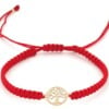 Koord armband met 14 karaat geelgouden Levensboom