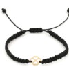 Koord armband met 14 karaat geelgouden klaver