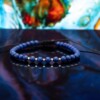 Lapis lazuli armband met 14 karaat gouden kralen, voor vrouwen en mannen, perfect als cadeau, maat verstelbaar 15-21 cm