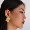 Textured Rectangle Earring | thick 18k gold plated