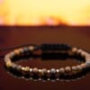 Tijgeroog armband met 14 karaat gouden kralen, voor vrouwen en mannen, maat verstelbaar 15-21 cm, ideaal als cadeau