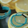 Turkoois armband met 14 karaat geelgouden kralen