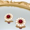 Victoriaanse stijl | Rode edelsteen oorbellen | 14k verguld