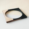 Vierkante bangle armband van hout en zwart kunststof