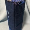 Donkerblauwe jeans schoudertas met geborduurd bladeren-tak