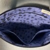 Donkerblauwe jeans schoudertas met geborduurd bladeren-tak