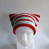 Gehaakte muts 'Baby blue & red'