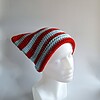 Gehaakte muts 'Baby blue & red'