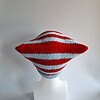 Gehaakte muts 'Baby blue & red'