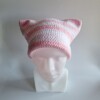 Gehaakte muts 'Baby pink & white'