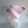 Gehaakte muts 'Baby pink & white'