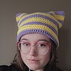 Gehaakte muts 'Lilac & yellow'