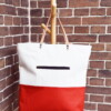 Grote handtas oranje beige