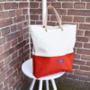 Grote handtas oranje beige