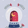 Snowglobe kerstkaartje A6
