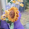 gehaakte zonnebloemen boeket