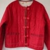 gewatteerde boho-stijl rode jas met grote knopen, omkeerbaar jas