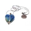 Ketting glaskraal hartje blauwgroen met zirconia's