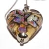 Ketting glaskraal hartje roze met ivoorkleur