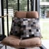 Laura Graveland - koeienhuid sierkussen patchwork - echt leer - grijs - 45cm x 45cm