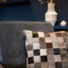 Laura Graveland - koeienhuid sierkussen patchwork - echt leer - grijs - 45cm x 45cm