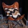 Laura Graveland - koeienhuid sierkussen patchwork - echt leer - zwart, bruin, wit - visgraat - 45cm x 45cm