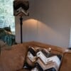Laura Graveland - koeienhuid sierkussen patchwork - echt leer - zwart, bruin, wit - visgraat - 45cm x 45cm