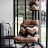 Laura Graveland koeienhuid lampenkap patchwork - echt leer - zwart, bruin, wit - Ø30x26cm