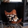 Laura Graveland koeienhuid lampenkap patchwork - echt leer - zwart, bruin, wit - Ø30x26cm