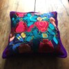 Mexicaanse kussenhoezen, paars, regio Chiapas, mexicaanse textiel, mexicaanse decoratie, mexicaans ontwerp.