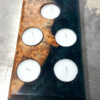 Waxine licht houder populier burl en epoxy donker blauw