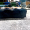 Waxine licht houder populier burl en epoxy donker blauw