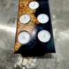 Waxine licht houder populier burl en epoxy donker blauw