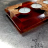 Waxine licht houder populier burl en epoxy oranje