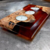 Waxine licht houder populier burl en epoxy oranje
