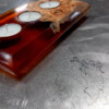 Waxine licht houder populier burl en epoxy oranje