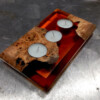 Waxine licht houder populier burl en epoxy oranje
