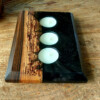 Waxine licht houder walnouthout en epoxy zwart