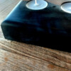 Waxine licht houder walnouthout en epoxy zwart 2