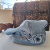 denim baret met bloem