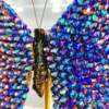 Echte papilio vlinder met Swarovski kristal 23ct verguld en opgezet onder dome - gelimiteerde editie