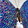 Echte papilio vlinder met Swarovski kristal 23ct verguld en opgezet onder dome - gelimiteerde editie