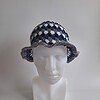 Gehaakte bucket hat | Donkerblauw, wit, grijs en zwart