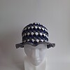 Gehaakte bucket hat | Donkerblauw, wit, grijs en zwart