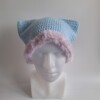 Gehaakte muts met imitatiebont 'Baby blue & lilac'