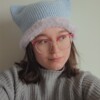 Gehaakte muts met imitatiebont 'Baby blue & lilac'